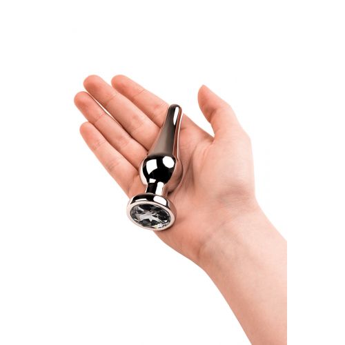 Анальный страз Metal by TOYFA, металл, серебристый, с кристаллом цвета алмаз, 10 см, Ø 3 см, 95 г