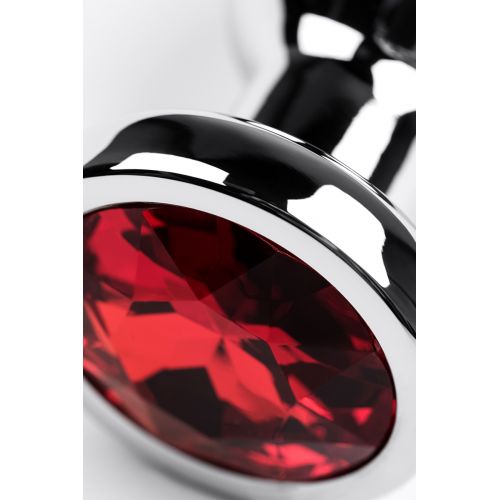 Анальный страз Metal by TOYFA, металл, серебристый, с кристаллом цвета рубин, 10 см, Ø 3 см