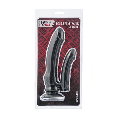 Анально-вагинальный вибратор Black & Red by TOYFA, влагостойкий, силикон, чёрный, 19,5 см