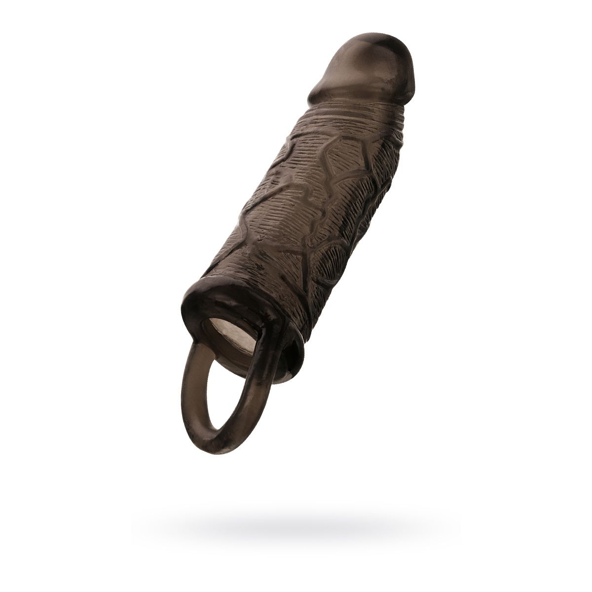 Насадка Toyfa XLover, для увеличения размера с кольцом, TPE, черная прозрачная, 14,5 см