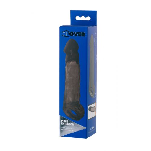 Насадка Toyfa XLover, для увеличения размера, TPE, черная прозрачная, 19.5 см