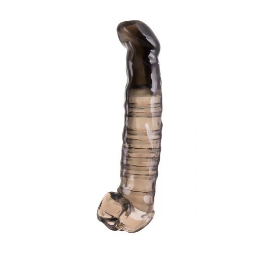 Насадка Toyfa XLover, для увеличения размера, TPE, черная прозрачная, 22.5 см