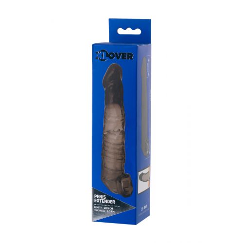 Насадка Toyfa XLover, для увеличения размера, TPE, черная прозрачная, 22.5 см
