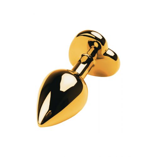 Анальная втулка Metal by TOYFA, металл, золотистая, с кристаллом цвета аметист, 8 см, Ø 3 см