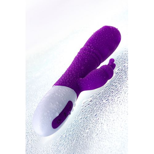 Вибратор c клиторальным стимулятором JOS TATY с пульсирующими шариками, силикон, фиолетовый, 21,5 см