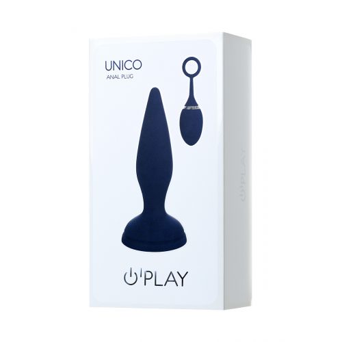 Анальная вибровтулка OPlay Unico с пультом ДУ, силикон, синий, 13,5 см.