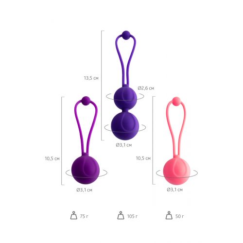 Набор вагинальных шариков LEROINA by TOYFA Bloom, силикон, фиолетово-розовый