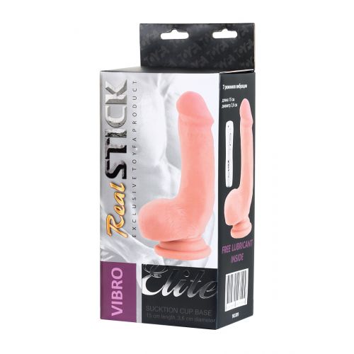 Реалистичный вибратор TOYFA RealStick Elite Vibro, телесный, 7 режимов вибрации, 18,5 см