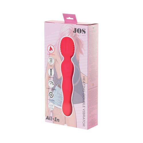 Двойной вибратор с подогревом JOS ALL-IN, силикон, розовый, 21 см