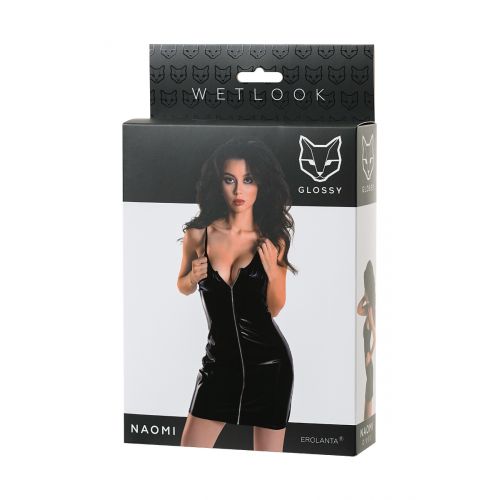 Платье Glossy Naomi из материала Wetlook, черный, S