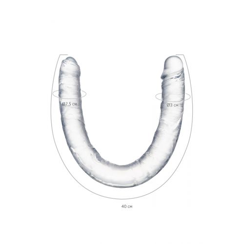 Фаллоимитатор двусторонний TOYFA Double Dildo, TPR, прозрачный, 40 см