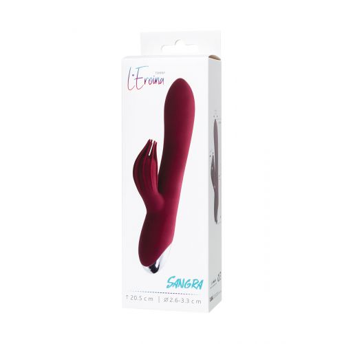 Вибратор с клиторальным стимулятором LEROINA by TOYFA Sangra, силикон, бордовый, 20,5 см