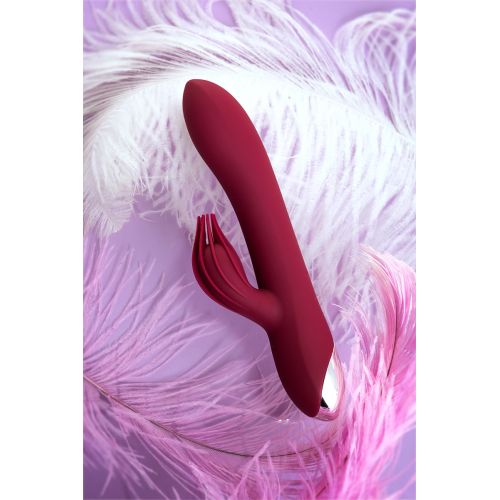 Вибратор с клиторальным стимулятором LEROINA by TOYFA Sangra, силикон, бордовый, 20,5 см