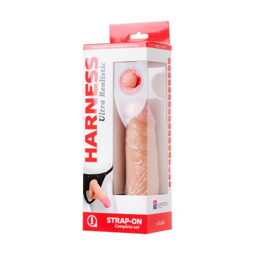 Страпон на креплении LoveToy с поясом Harness, реалистичный, neoskin, 17,5 см