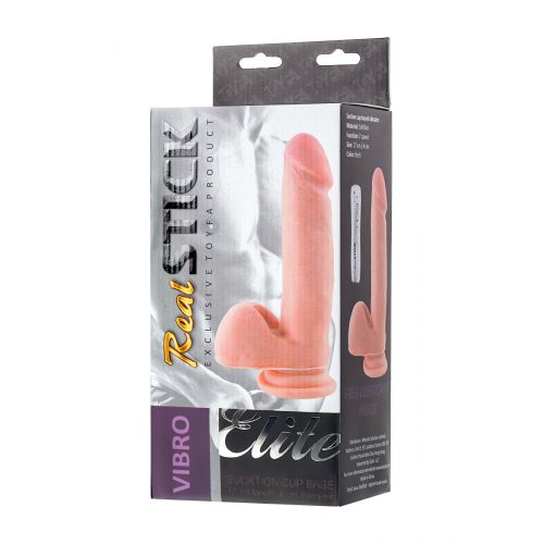 Реалистичный вибратор TOYFA RealStick Elite Vibro, TPR, телесный, 7 режимов вибрации, 20 см