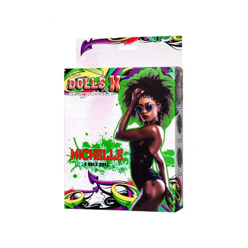 Кукла надувная, Michelle, негритянка, TOYFA Dolls-X,  с тремя отверстиями, 160 см
