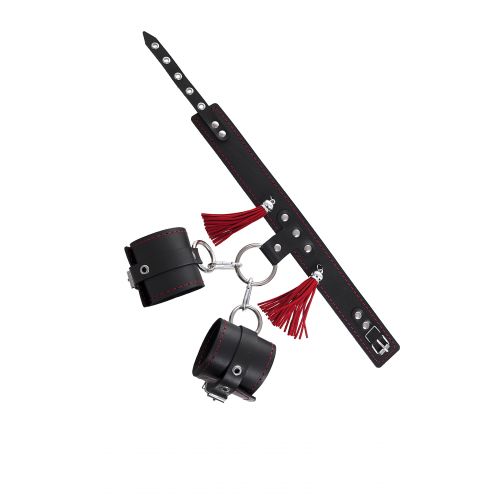 Бондажная система Pecado BDSM, для фиксации рук и поддержки ног, натуральная кожа, черная