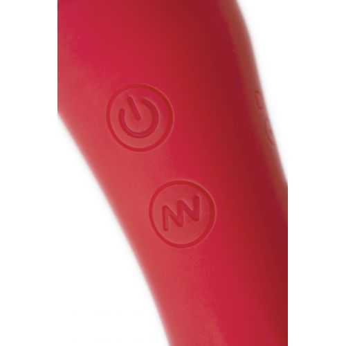 Двусторонний вибромассажер Black&Red by Toyfa, силикон, красный, 21 см